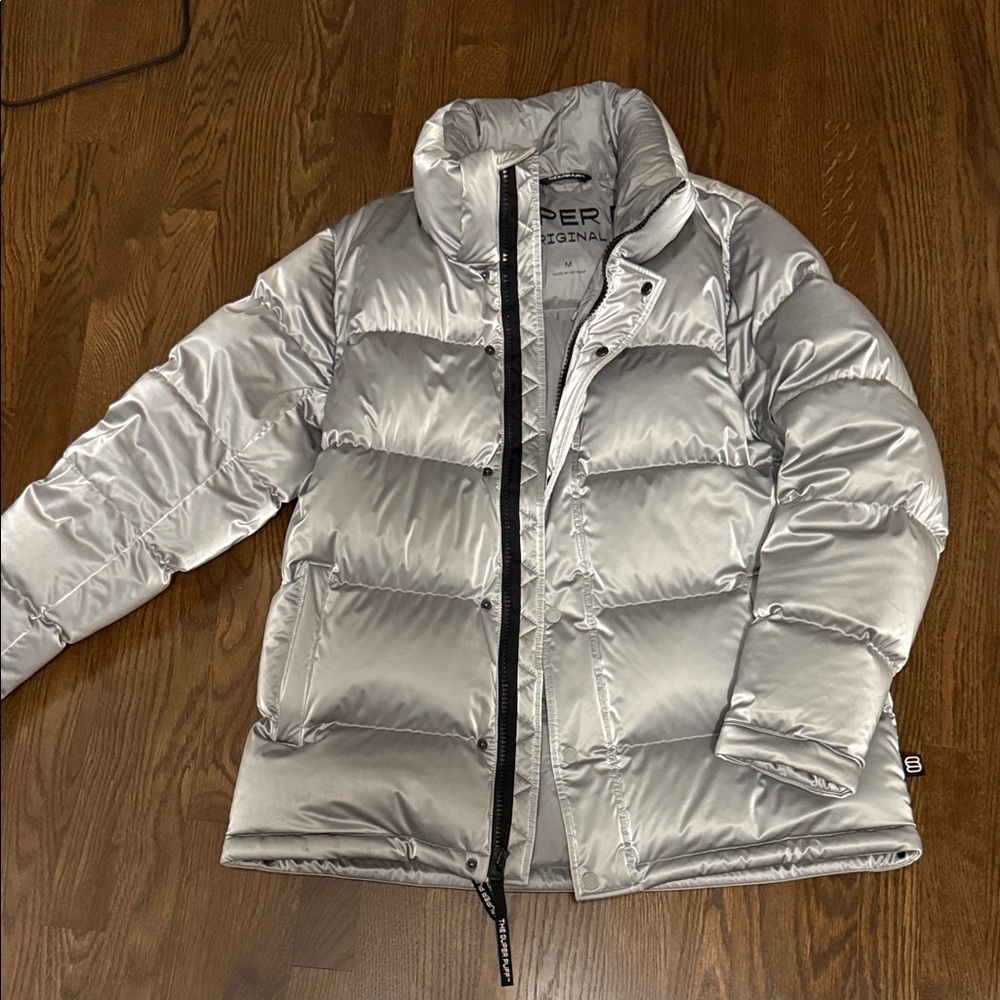 Aritzia Silver Puffer Jacket
